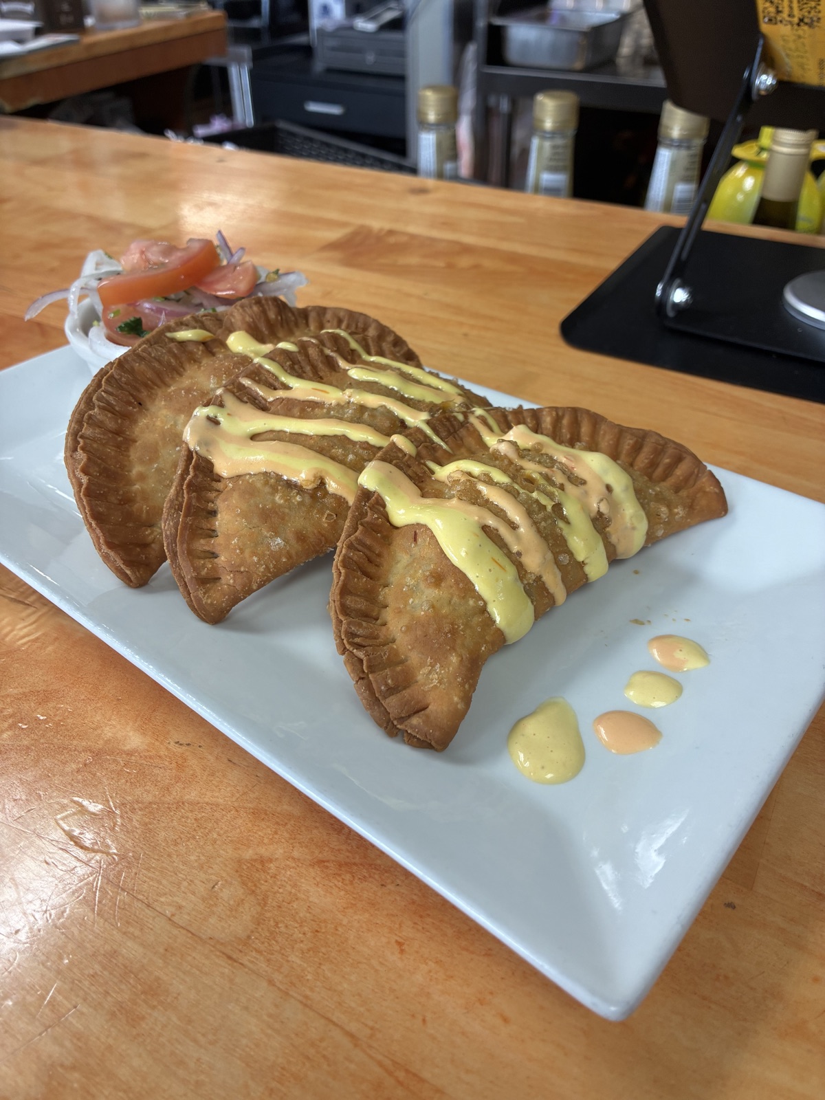 Salvadoran empanadas with crema