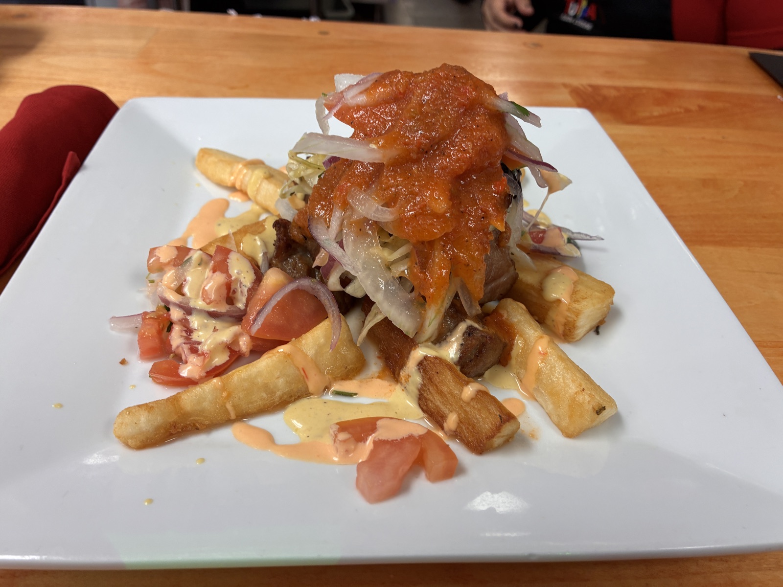 Fried yuca with pork chicharron