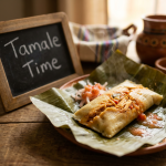 Tamale time, Picture of 2 tamales on banna leaf
